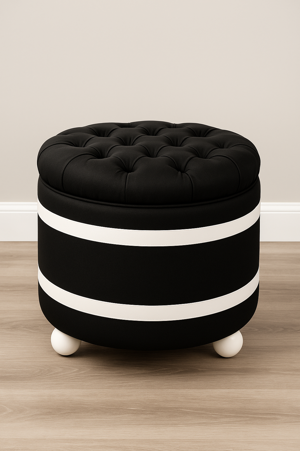 Two-Tone Custom | Pearlwood Essence Storage Ottoman | Faux Waterproof Linen