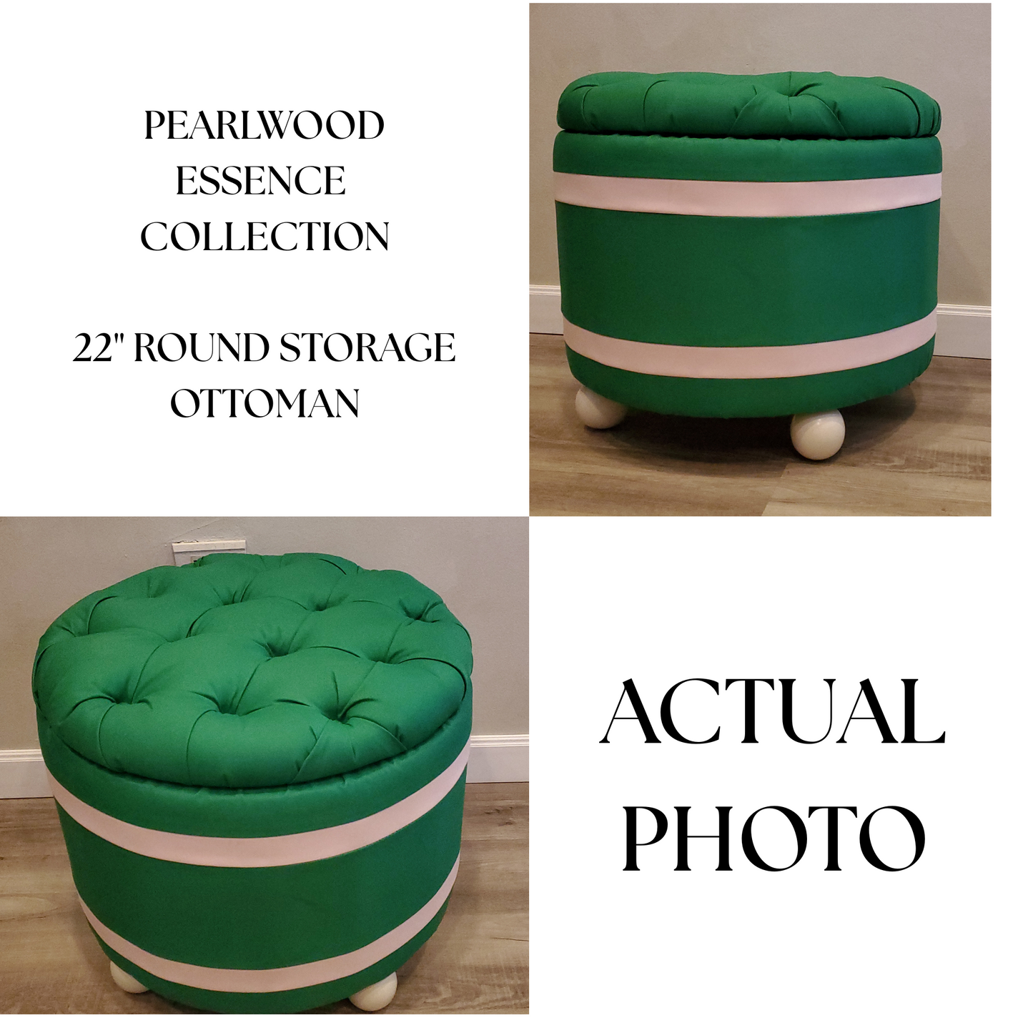Tri-Tone Custom | Pearlwood Essence Storage Ottoman | Waterproof Faux Linen