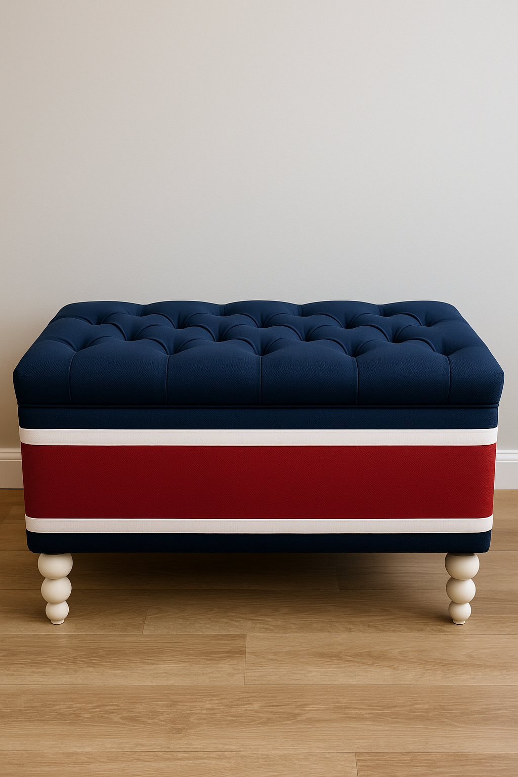 Tri-Tone Custom | Pearlwood Essence Storage Bench | Matte Performance Velvet