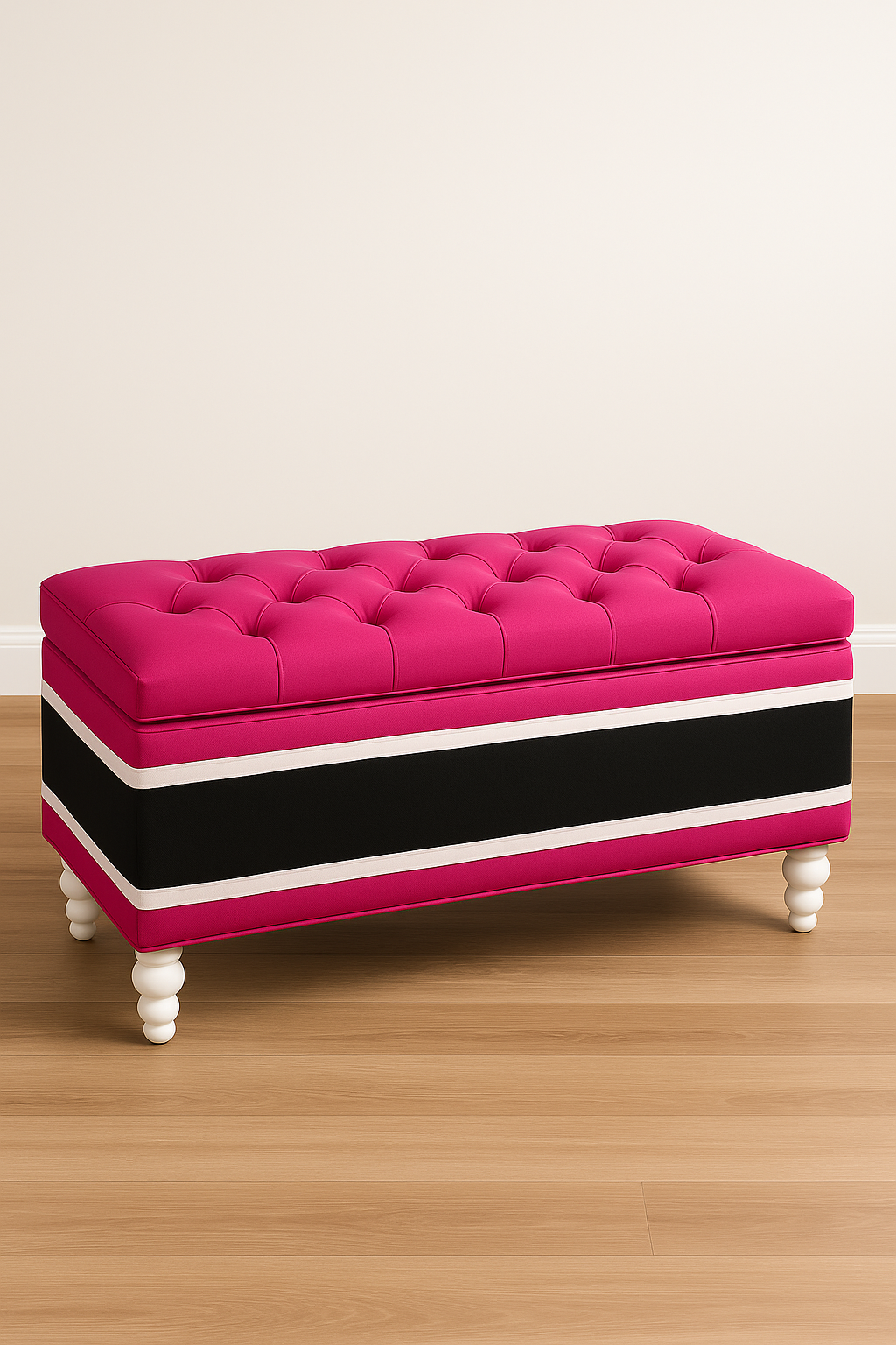 Tri-Tone Custom | Pearlwood Essence Storage Bench | Waterproof Faux Linen