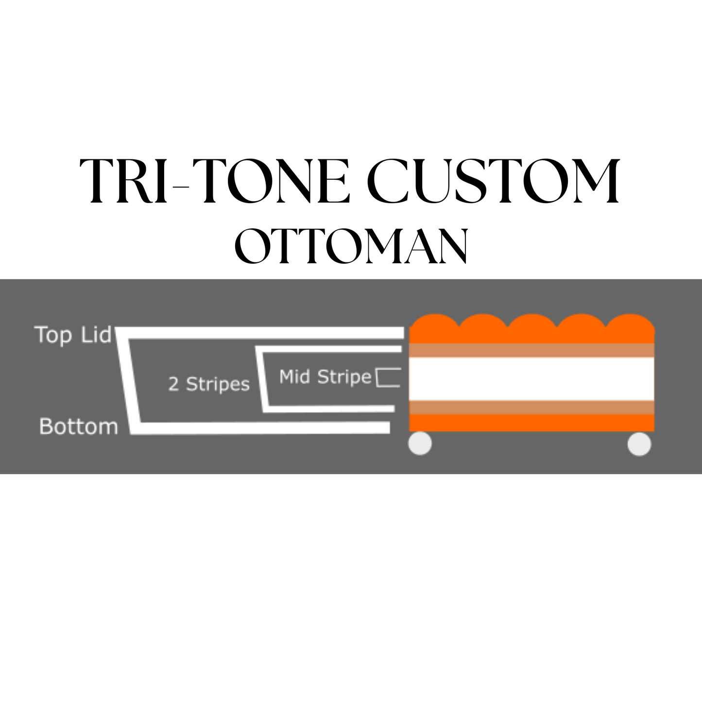 Tri-Tone Custom | Pearlwood Essence Storage Ottoman | Waterproof Faux Linen
