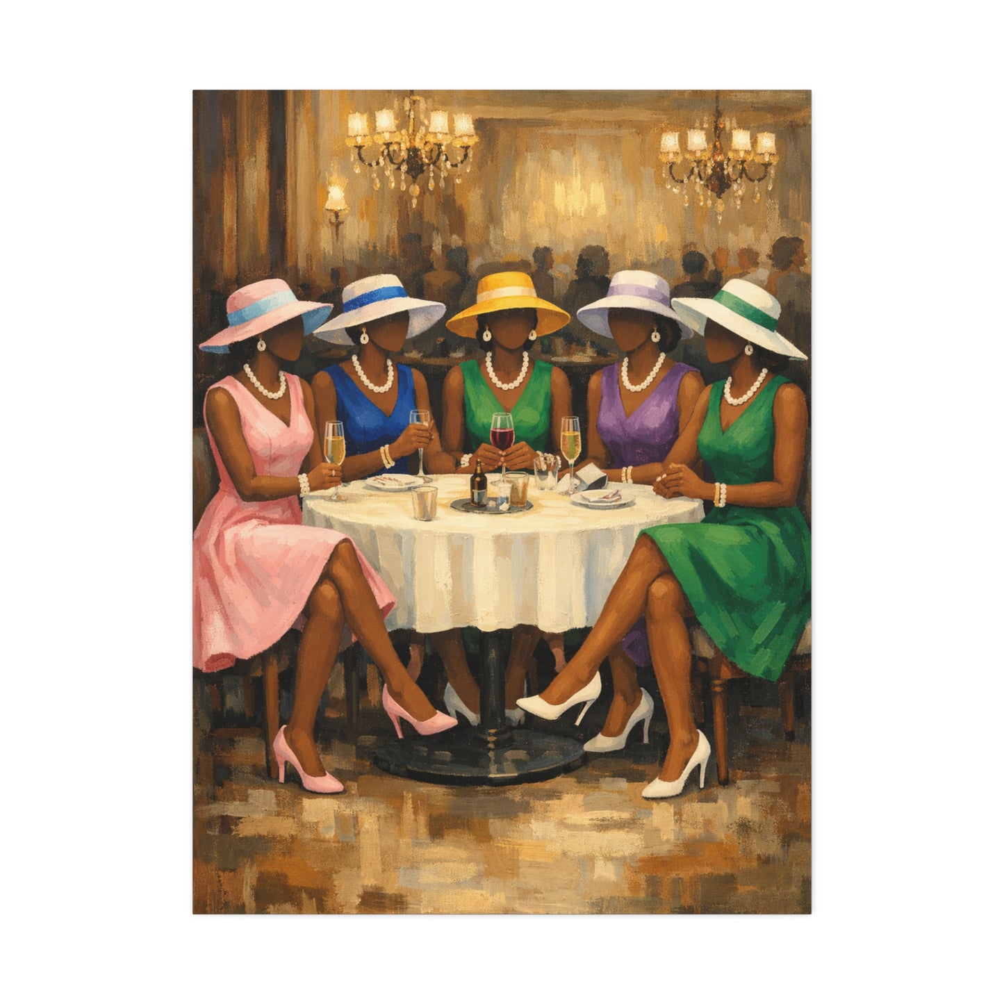 Elegant Ladies Tea Party Canvas Print — Stretched 1.5"