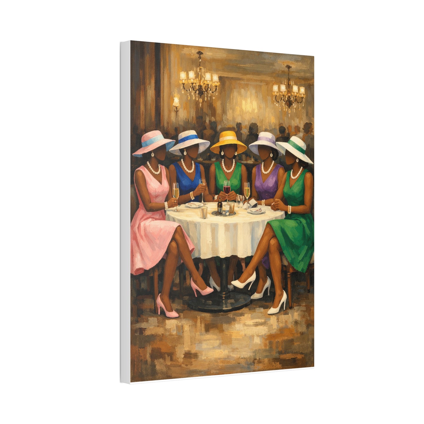 Elegant Ladies Tea Party Canvas Print — Stretched 1.5"