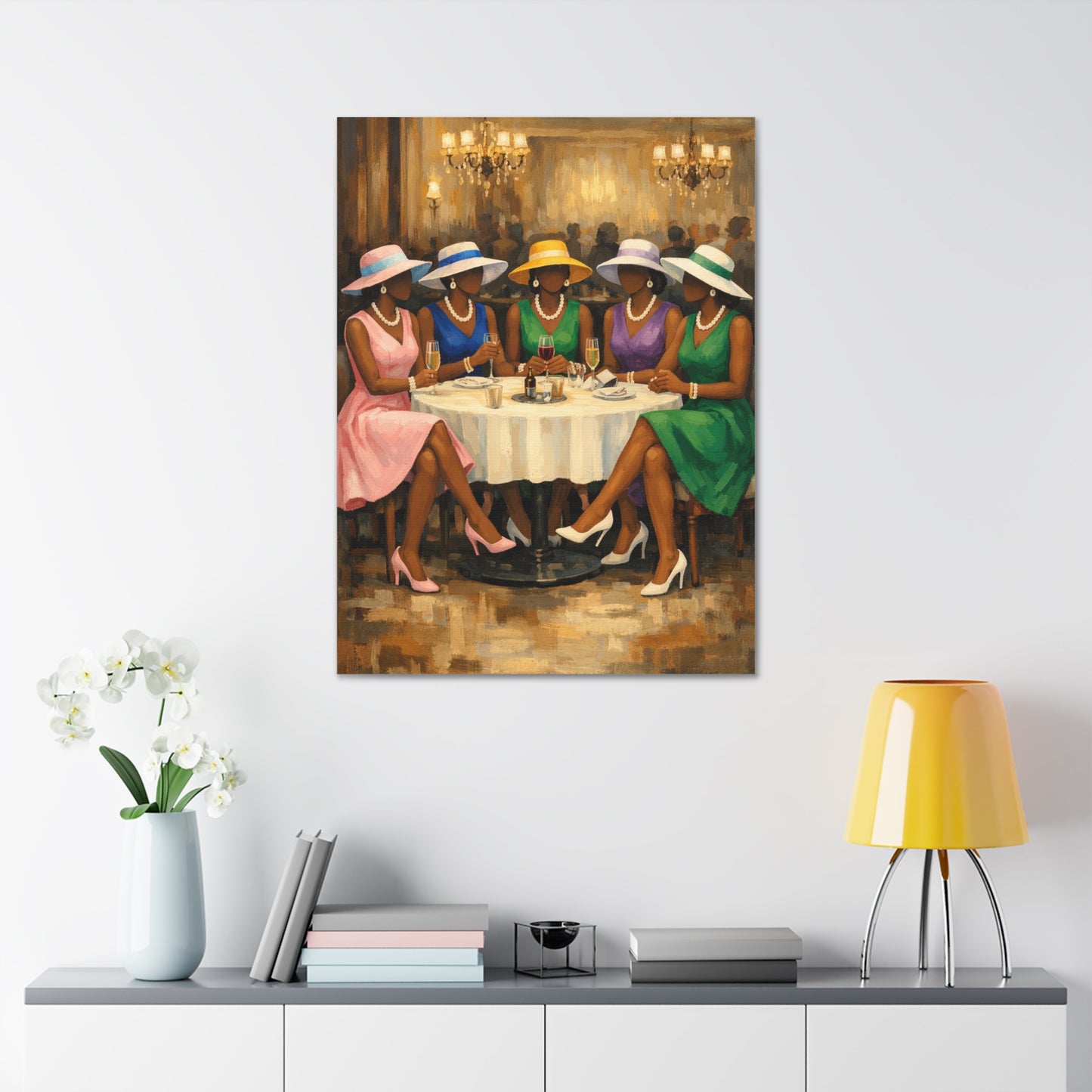 Elegant Ladies Tea Party Canvas Print — Stretched 1.5"